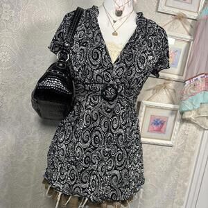 vintage office siren blouse top with tie back